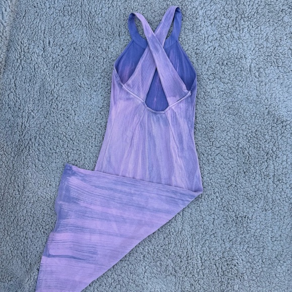 YOUNG FABULOUS & BROKE Mineral Wash Lavender Ribbed Halter Midi Dress Size M - Picture 6 of 7